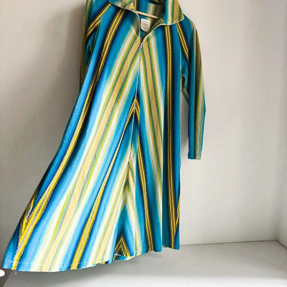 Vintage Bard's Terry Cloth Textured Chevron Print Short Dress M - Picture 5 of 8